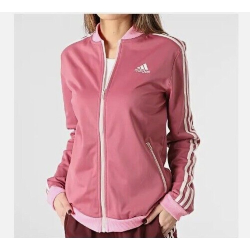 adidas Women's Essentials 3-Stripes Pink Quartz Track Top Size Small HR4910 $85